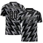 Personalized Sublimation Soccer Jersey - Gray Black and White Uniform Personalized Gray Black-White Sublimation Soccer Uniform