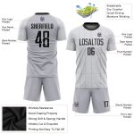 Custom Name Number Personalized Soccer Uniform Jersey - Gray Black-White Design Personalized Gray Black-White Sublimation