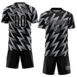 Personalized Sublimation Soccer Jersey - Gray Black and White Uniform Personalized Gray Black-White Sublimation Soccer Uniform