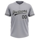 Personalized Unisex Softball Jersey Gray White Black Two-Button Design Personalized Gray Black-White Two-Button Unisex Softball