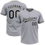 Personalized Unisex Softball Jersey Gray White Black Two-Button Design Personalized Gray Black-White Two-Button Unisex Softball