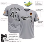 Personalized Unisex Softball Jersey Gray White Black Two-Button Design Personalized Gray Black-White Two-Button Unisex Softball
