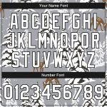 Custom Name and Number Deer 3D Pattern Winter Landscape Bomber Varsity Jacket - Gray Black-White Full-Snap Design Personalized