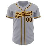 Personalized Authentic Baseball Jersey in Gray Brown-Gold Color Personalized Gray Brown-Gold Authentic Baseball Jersey
