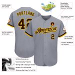 Custom Team Baseball Jersey - Personalized Gray Brown Gold with Name and Number - Authentic Design Personalized Gray Brown-Gold