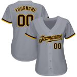 Custom Team Baseball Jersey - Personalized Gray Brown Gold with Name and Number - Authentic Design Personalized Gray Brown-Gold