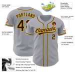 Personalized Authentic Baseball Jersey in Gray Brown-Gold Color Personalized Gray Brown-Gold Authentic Baseball Jersey