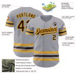 Custom Personalized Authentic Baseball Jersey with Gray Brown-Gold Line, Custom Name & Number Personalized Gray Brown-Gold
