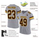 Custom Team Football Jersey with Personalized Name and Number - Gray Brown Gold Mesh Authentic Personalized Gray Brown-Gold