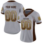 Custom Name and Number Personalized Football Jersey in Gray Brown-Gold Mesh Fashion Style Personalized Gray Brown-Gold Mesh