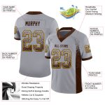 Custom Name and Number Personalized Football Jersey in Gray Brown-Gold Mesh Fashion Style Personalized Gray Brown-Gold Mesh