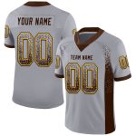 Custom Name and Number Personalized Football Jersey in Gray Brown-Gold Mesh Fashion Style Personalized Gray Brown-Gold Mesh