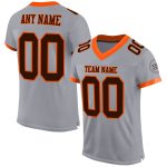 Custom Name and Number Personalized Gray Brown-Orange Mesh Football Jersey - Authentic Team Gear Personalized Gray Brown-Orange
