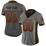 Custom Name and Number Personalized Drift Fashion Football Jersey - Gray Brown Orange Mesh Team Shirt Personalized Gray Brown-Orange