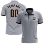 Custom Name and Number Personalized Golf Polo Shirt - Gray Brown Performance Team Apparel Personalized Gray Brown Performance