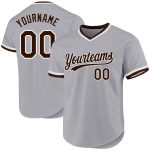 Custom Authentic Baseball Jersey - Personalized Gray Brown-White Team Name & Number Personalized Gray Brown-White Authentic