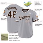 Custom Authentic Baseball Jersey - Personalized Gray Brown-White Team Name & Number Personalized Gray Brown-White Authentic