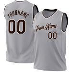 Custom Authentic Basketball Jersey with Personalized Name & Number - Gray Brown White Throwback Design Personalized Gray