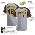 Custom Name Number Baseball Jersey - Personalized Gray Brown Yellow Authentic Raglan Sleeves Team Apparel Personalized Gray