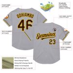 Custom Team Baseball Jersey with Personalized Name and Number - Gray Brown Yellow Throwback Mesh Personalized Gray Brown-Yellow