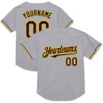 Custom Team Baseball Jersey with Personalized Name and Number - Gray Brown Yellow Throwback Mesh Personalized Gray Brown-Yellow