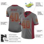 Custom Name Number Gray Burgundy Gold Mesh Football Jersey Personalized Team Apparel Personalized Gray Burgundy-Gold Mesh