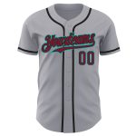 Custom Baseball Jersey with Personalized Name and Number in Gray, Crimson, Black, and Aqua Personalized Gray Crimson Black-Aqua