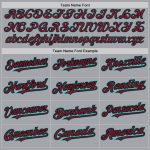 Custom Baseball Jersey with Personalized Name and Number in Gray, Crimson, Black, and Aqua Personalized Gray Crimson Black-Aqua