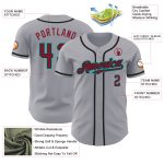 Custom Baseball Jersey with Personalized Name and Number in Gray, Crimson, Black, and Aqua Personalized Gray Crimson Black-Aqua