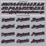 Customizable Gray Crimson Black Aqua Baseball Jersey with Name and Number - Authentic Throwback Style Personalized Gray Crimson