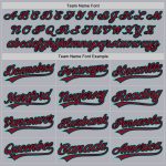 Custom Name and Number Two-Button Unisex Softball Jersey - Personalized Gray Black-Aqua Team Jersey Personalized Gray Crimson