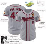 Personalized Crimson-Black Gray Baseball Jersey - Authentic Custom Team Apparel Personalized Gray Crimson-Black Authentic