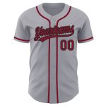 Personalized Crimson-Black Gray Baseball Jersey - Authentic Custom Team Apparel Personalized Gray Crimson-Black Authentic
