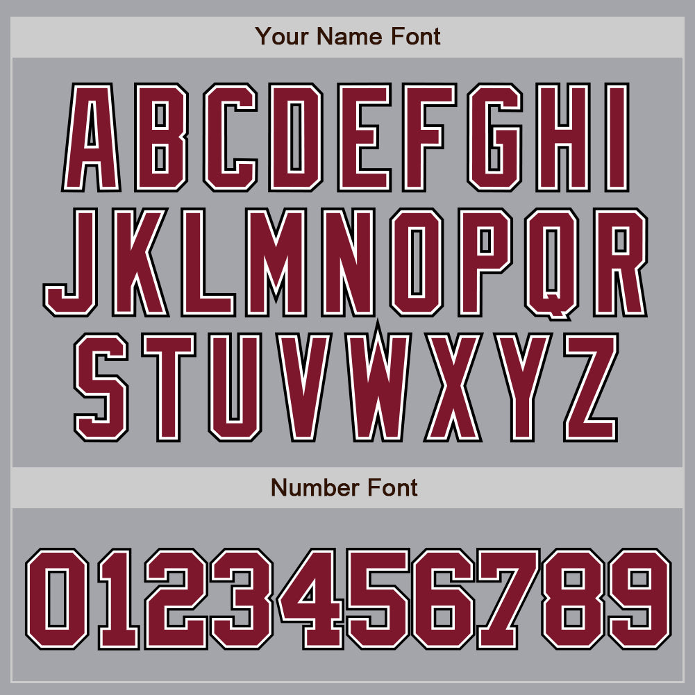 Personalized Gray Crimson-Black Authentic Baseball Jersey Team Custom Name and Number Custom Name and Number Authentic Baseball Jersey - Personalized Gray Crimson-Black Team Jersey Personalized Gray Crimson-Black - Image 4