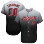 Custom Name Number Baseball Jersey - Personalized Gray Crimson Black Authentic Fade Team Apparel Personalized Gray Crimson-Black
