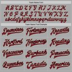 Custom Name Number Varsity Bomber Jacket Gray Crimson Black Two Tone Full-Snap Letterman Team Style Personalized Gray Crimson