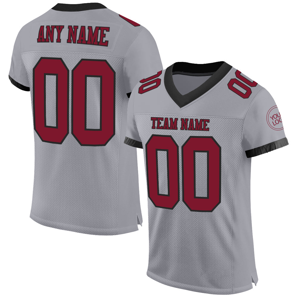 Custom Name Number Authentic Football Jersey - Personalized Gray Crimson Black Mesh Personalized Gray Crimson-Black Mesh