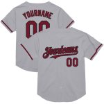 Custom Name and Number Gray Crimson-Black Mesh Throwback Baseball Jersey - Personalized Authentic Design Personalized Gray