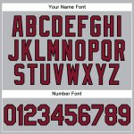 Custom Name Number Golf Polo Shirt - Personalized Gray Crimson-Black Performance Personalized Gray Crimson-Black Performance