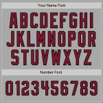 Custom Name and Number Unisex Softball Jersey - Gray Crimson-Black Two-Button Design Personalized Gray Crimson-Black Two-Button
