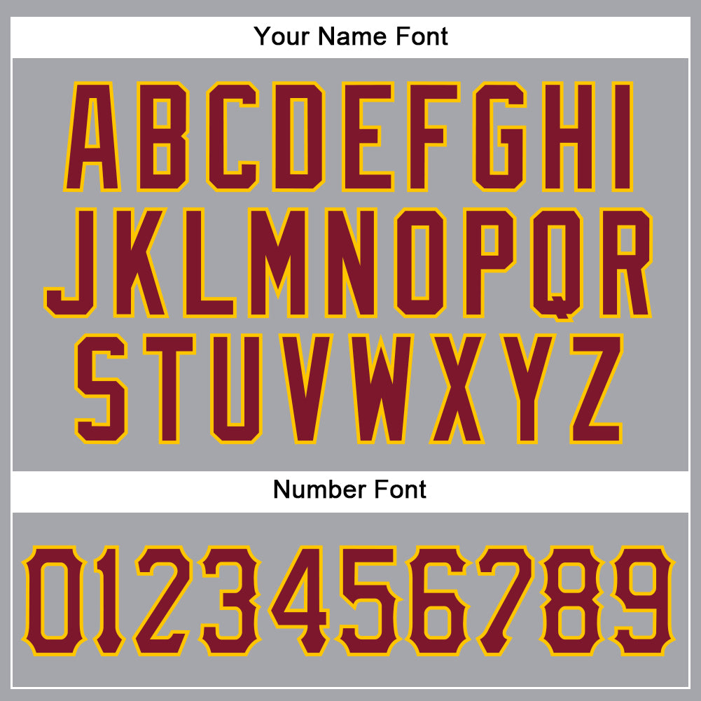 Personalized Gray Crimson-Gold Authentic Sleeveless Baseball Jersey Team Custom Name and Number Custom Name and Number Personalized Gray Crimson-Gold Baseball Jersey - Authentic Sleeveless Team Apparel Personalized Gray - Image 4