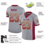 Custom Personalized Football Jersey - Gray Crimson-Gold Mesh with Name and Number Personalized Gray Crimson-Gold Mesh Drift