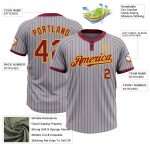 Custom Name Number Unisex Softball Jersey Gray Crimson Pinstripe Gold Two-Button Personalized Team Apparel Personalized Gray