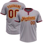 Custom Name Number Unisex Softball Jersey Gray Crimson Pinstripe Gold Two-Button Personalized Team Apparel Personalized Gray
