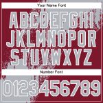 Custom Name and Number Baseball Jersey - Personalized 3D Pattern Gray Crimson Abstract Brush Stroke Design Personalized Gray