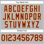 Custom Personalized Performance Golf Polo Shirt - Gray Crimson-Yellow, Team Name & Number Personalized Gray Crimson-Yellow