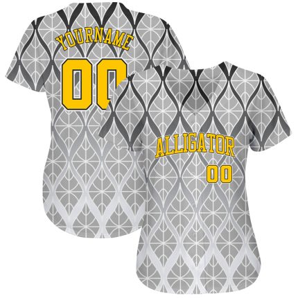 Personalized 3D Gray Gold-Black Pattern Baseball Jersey - Authentic Design Personalized Gray Gold-Black 3D Pattern Design