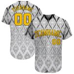 Personalized 3D Gray Gold-Black Pattern Baseball Jersey - Authentic Design Personalized Gray Gold-Black 3D Pattern Design