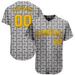 Custom Name and Number Personalized 3D Pattern Baseball Jersey - Gray Gold-Black Design Authentic Team Jersey Personalized