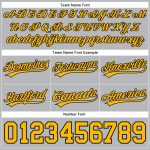 Custom Team Basketball Shorts with Personalized Name and Number - Gray and Gold-Black Authentic Design Personalized Gray